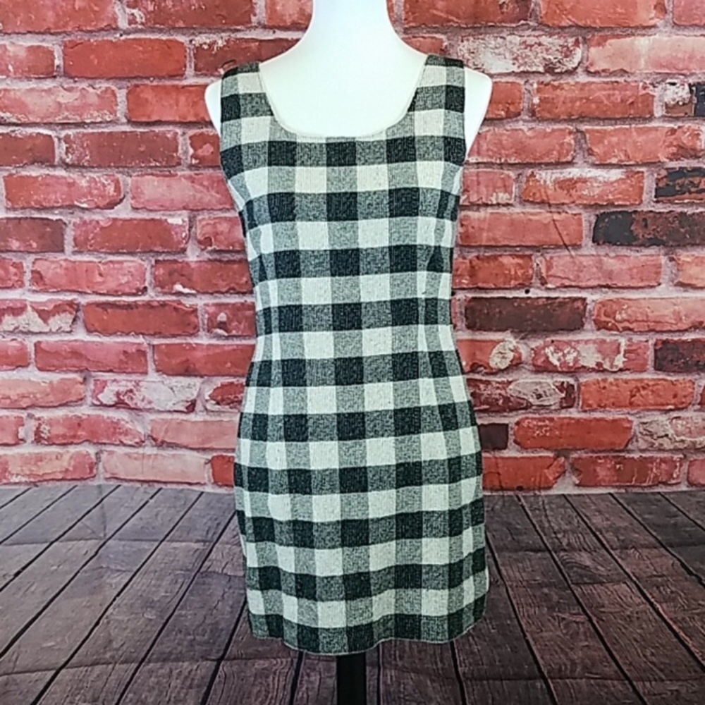 white and plaid dress